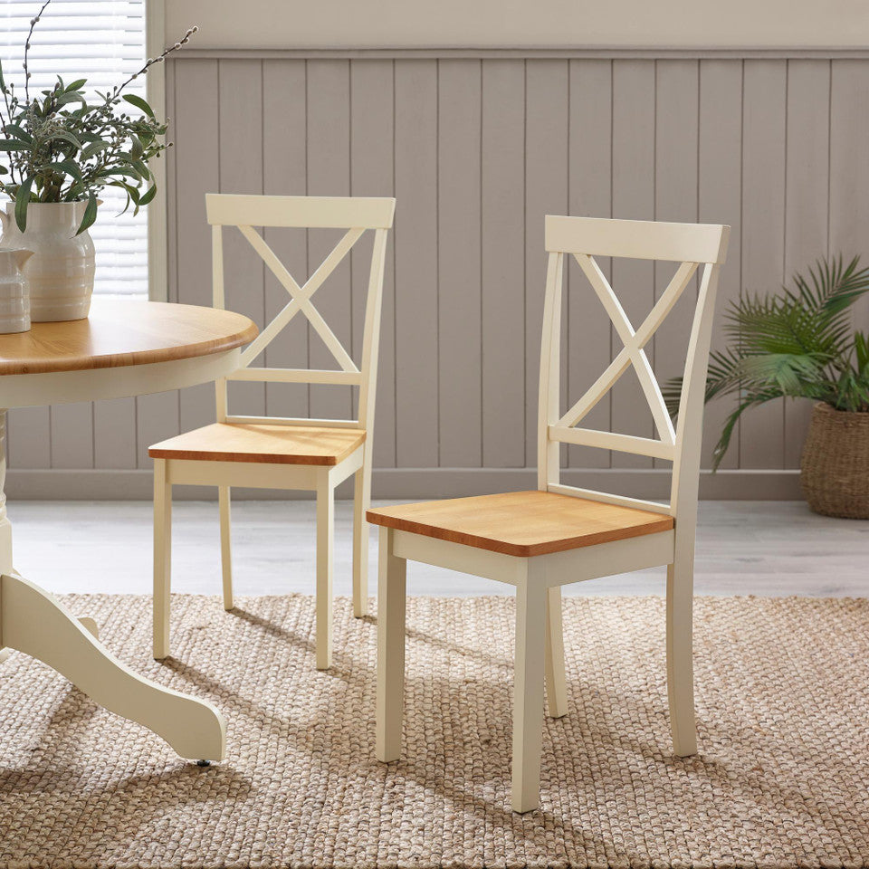 Padstow Cream Wooden Extending Dining Table & 6 Millford Chairs