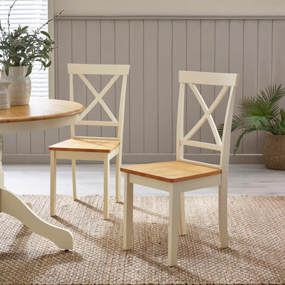 Padstow Cream Wooden Extending Dining Table & 6 Millford Chairs