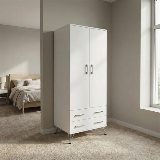 Maldon White 2 Door 2 Drawer Combination Wardrobe