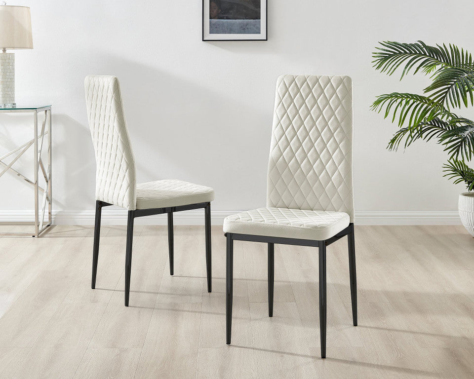 Novara Grey Concrete Effect Black Leg Round Dining Table & 4 Velvet Milan Black Leg Chairs