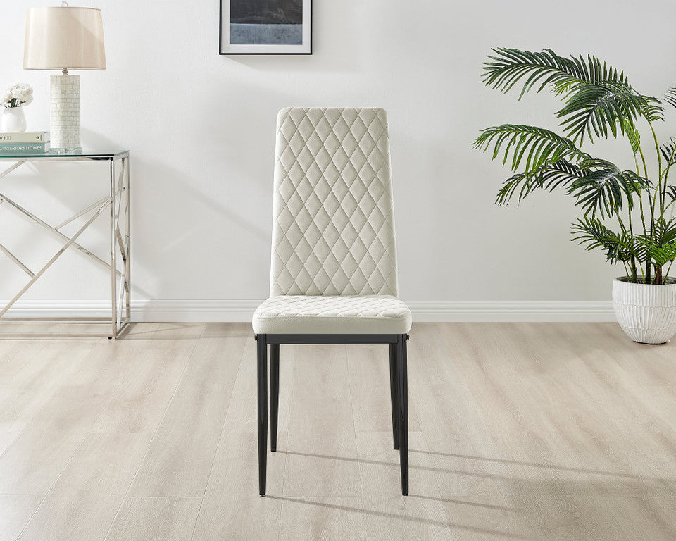 Adley Grey Concrete Effect Storage Dining Table & 4 Velvet Milan Black Leg Chairs
