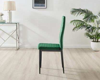 Novara Grey Concrete Effect Black Leg Round Dining Table & 4 Velvet Milan Black Leg Chairs