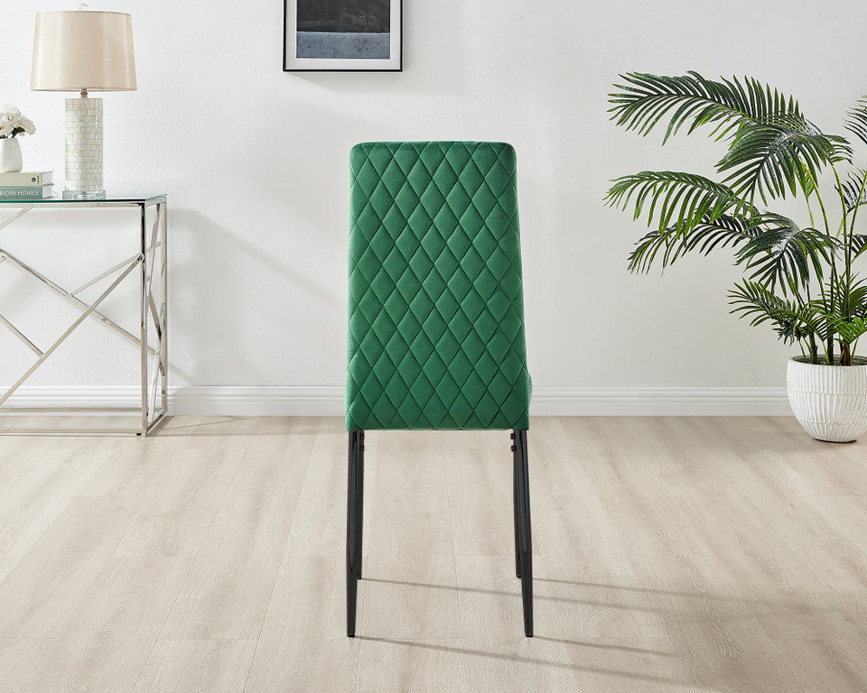 Novara Grey Concrete Effect Black Leg Round Dining Table & 4 Velvet Milan Black Leg Chairs