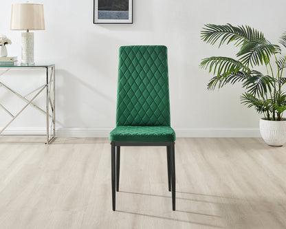 Giovani Round Grey 100cm Table and 4 Velvet Milan Black Leg Chairs