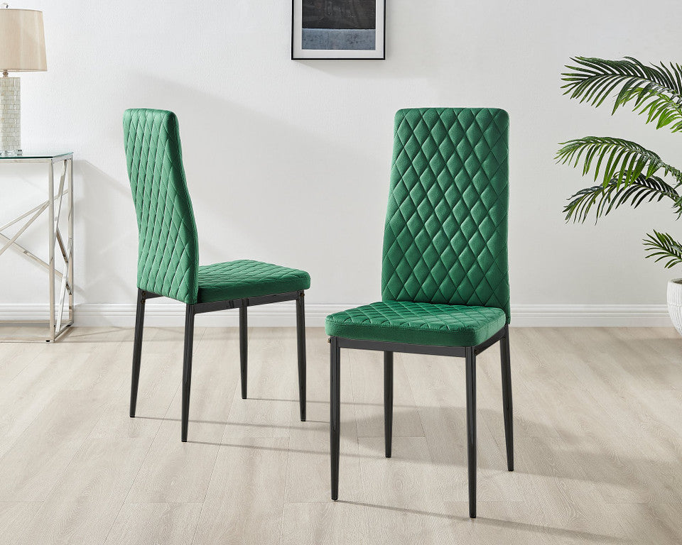 Kylo Brown Wood Effect Dining Table & 4 Velvet Milan Black Leg Chairs