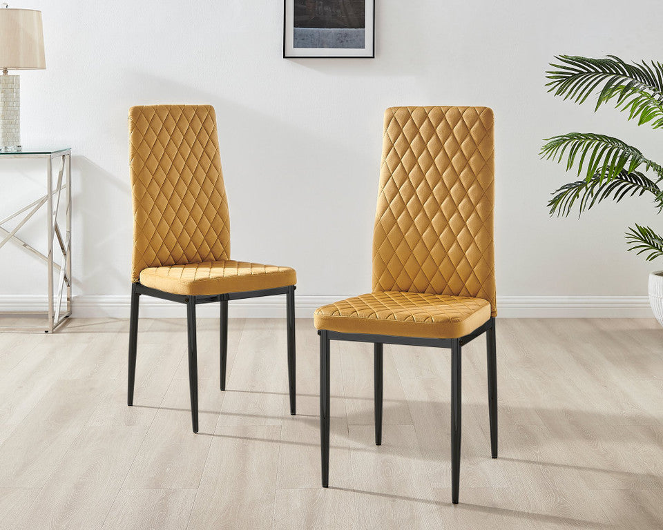 Novara Grey Concrete Effect Black Leg Round Dining Table & 4 Velvet Milan Black Leg Chairs