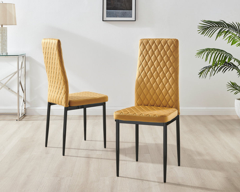 Adley Grey Concrete Effect Storage Dining Table & 4 Velvet Milan Black Leg Chairs