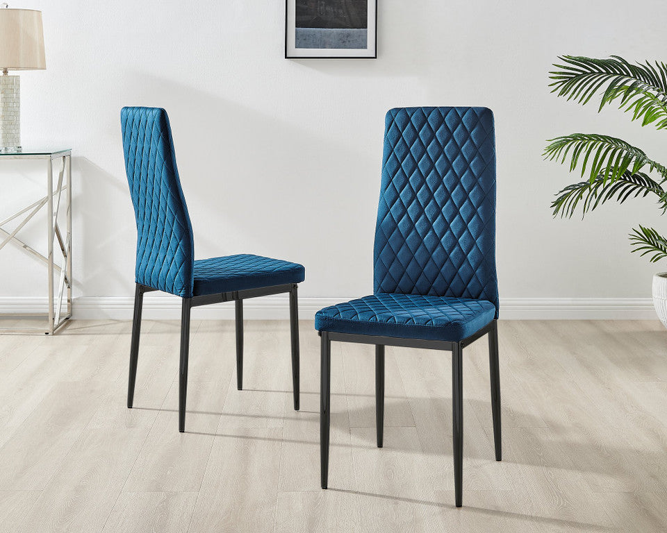 Adley Grey Concrete Effect Storage Dining Table & 4 Velvet Milan Black Leg Chairs