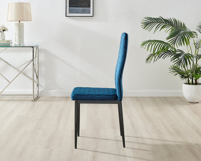 Kylo Brown Wood Effect Dining Table & 4 Velvet Milan Black Leg Chairs