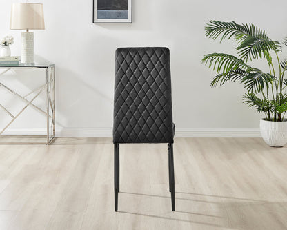 Kylo Brown Wood Effect Dining Table & 4 Velvet Milan Black Leg Chairs