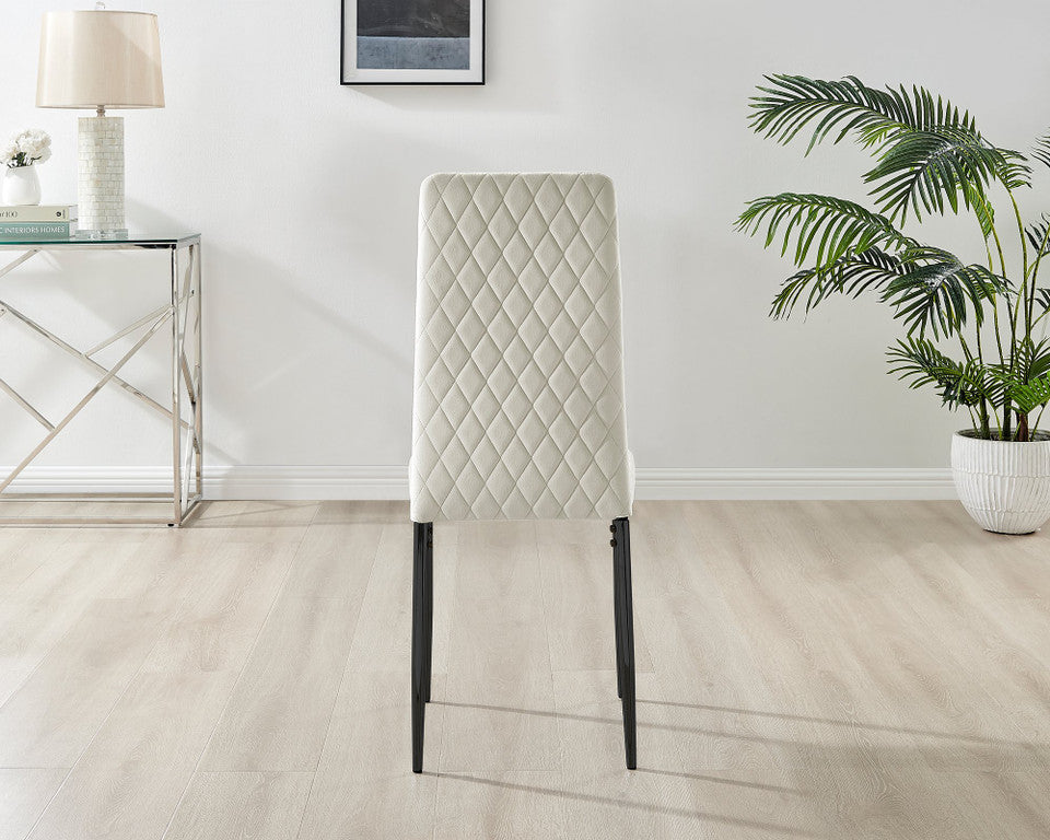 Imperia 4 Grey Dining Table and 4 Velvet Milan Black Leg Chairs