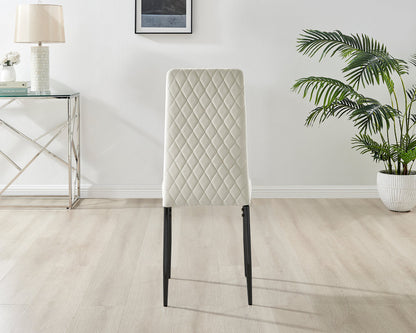 Imperia 4 Grey Dining Table and 4 Velvet Milan Black Leg Chairs