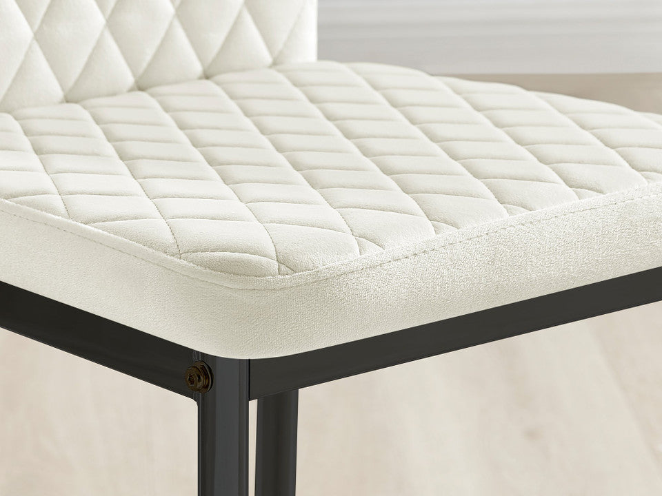 Imperia 4 Grey Dining Table and 4 Velvet Milan Black Leg Chairs