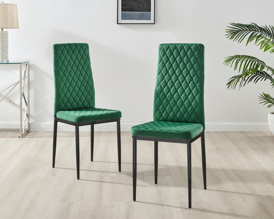 Imperia 4 Grey Dining Table and 4 Velvet Milan Black Leg Chairs