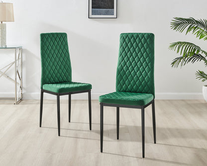 Imperia 4 Grey Dining Table and 4 Velvet Milan Black Leg Chairs