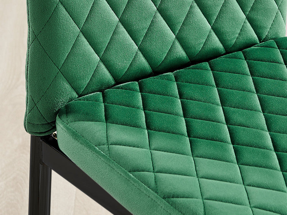 Imperia 4 Grey Dining Table and 4 Velvet Milan Black Leg Chairs