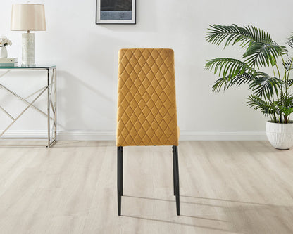 Imperia 4 Grey Dining Table and 4 Velvet Milan Black Leg Chairs