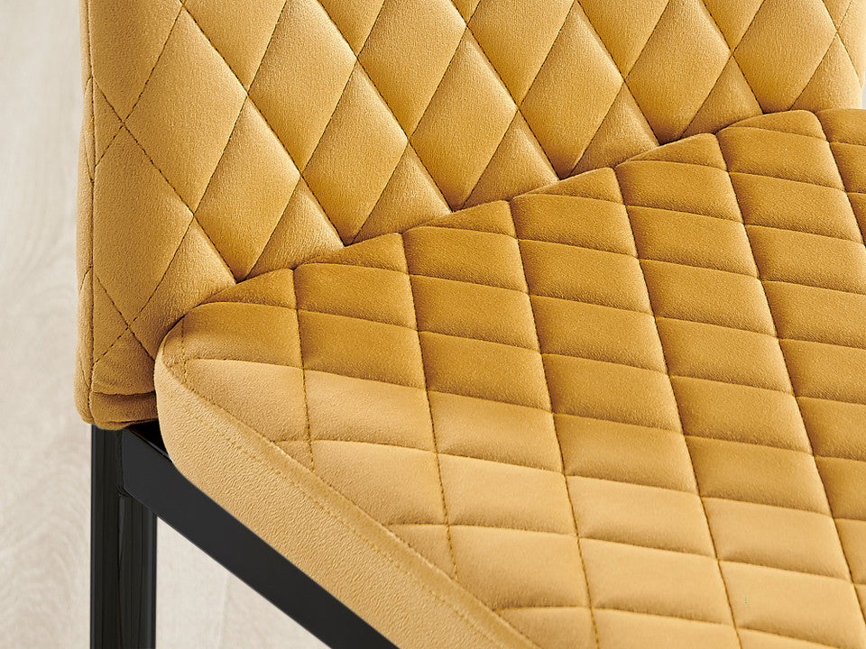 Imperia 4 Grey Dining Table and 4 Velvet Milan Black Leg Chairs