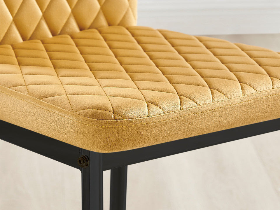 Imperia 4 Grey Dining Table and 4 Velvet Milan Black Leg Chairs