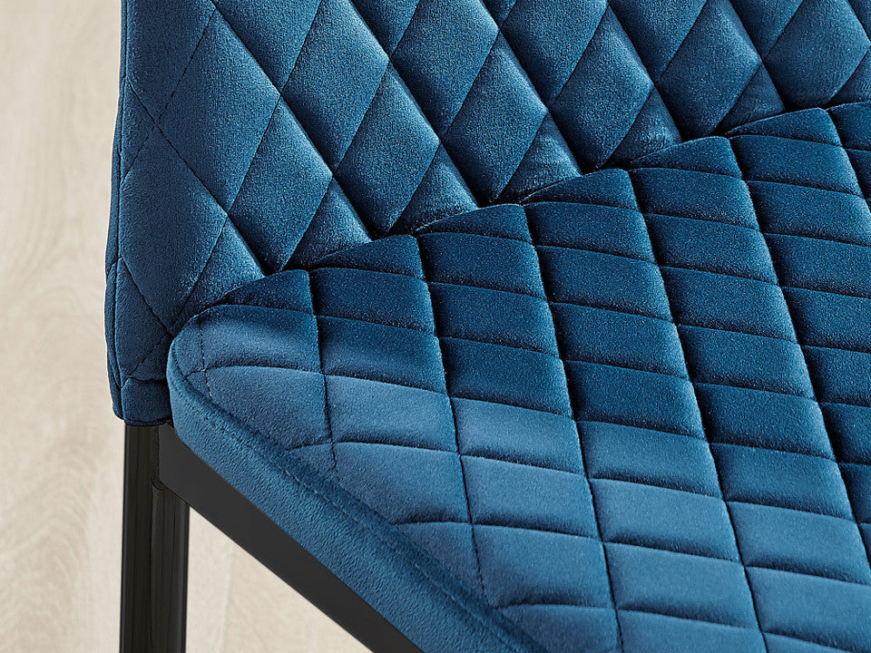 Imperia 4 Grey Dining Table and 4 Velvet Milan Black Leg Chairs