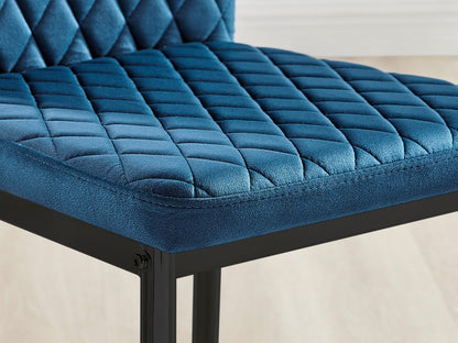 Imperia 4 Grey Dining Table and 4 Velvet Milan Black Leg Chairs