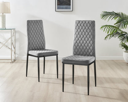 Kylo Brown Wood Effect Dining Table & 4 Velvet Milan Black Leg Chairs
