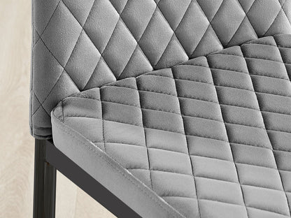 Imperia 4 Grey Dining Table and 4 Velvet Milan Black Leg Chairs