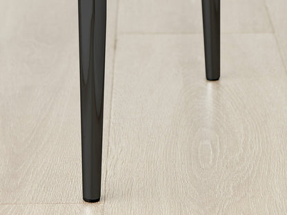 Novara White Marble Black Leg Round Dining Table & 4 Velvet Milan Black Leg Chairs
