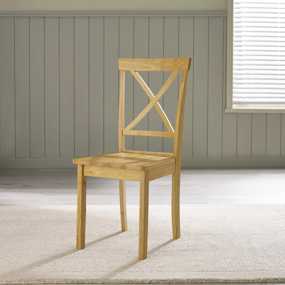 Bude Oak Effect Round Wooden Dining Table & 4 Millford Chairs