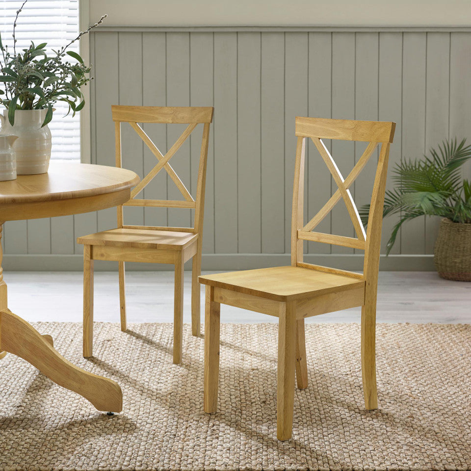 Bude Oak Effect Round Wooden Dining Table & 4 Millford Chairs