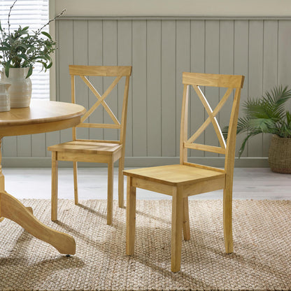Bude Oak Effect Round Wooden Dining Table & 4 Millford Chairs