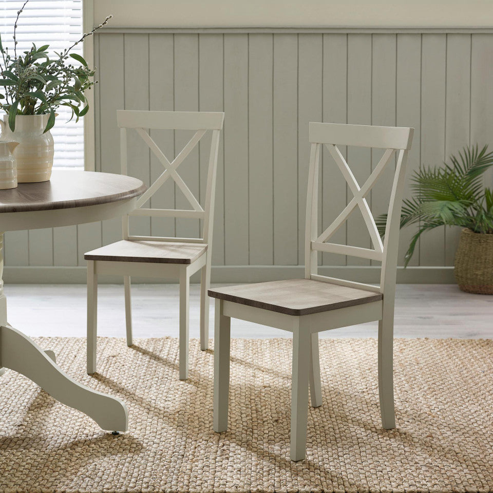 Bude Grey Round Wooden Dining Table & 4 Millford Chairs