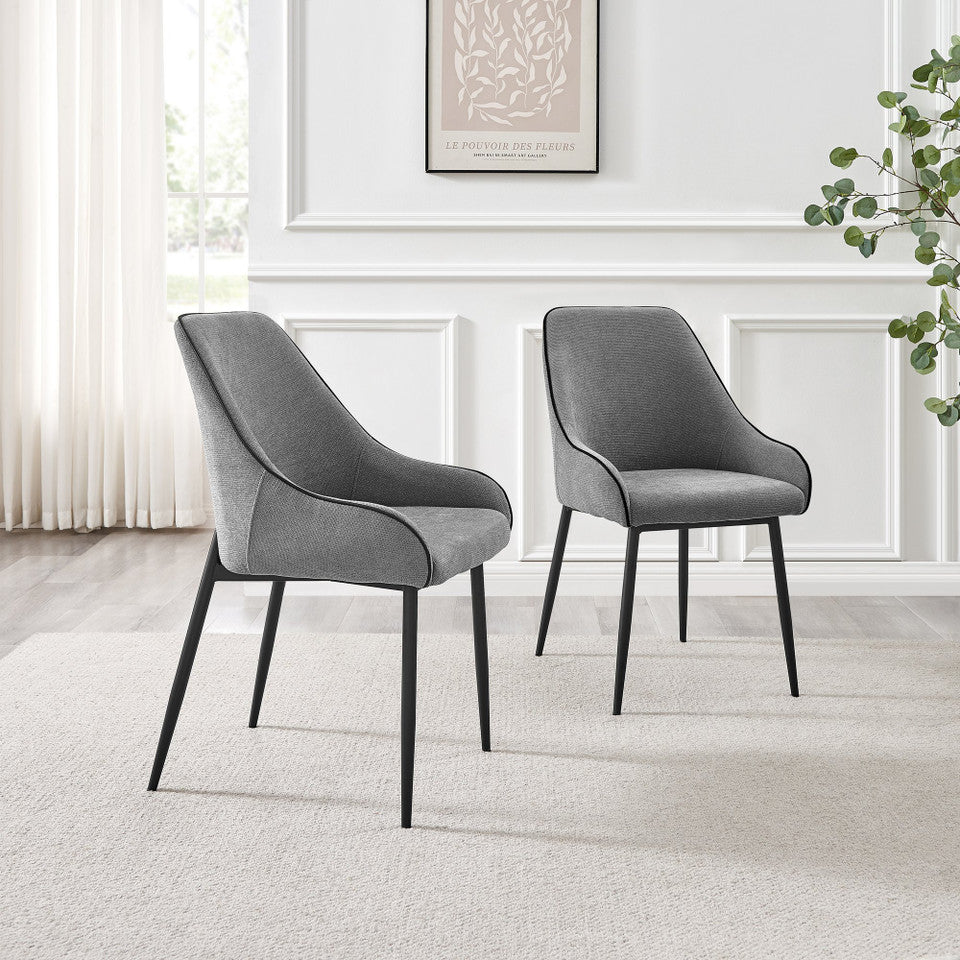 Leonardo Black Top Dining Table & 6 Beaumont Fabric Chairs