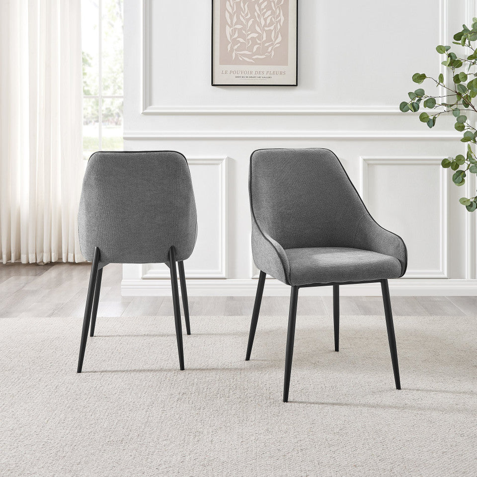 Leonardo Black Top Dining Table & 6 Beaumont Fabric Chairs