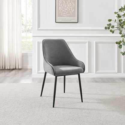 Leonardo Black Top Dining Table & 6 Beaumont Fabric Chairs