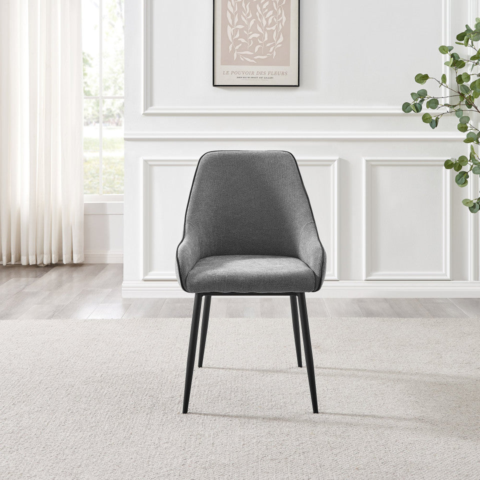 Leonardo Black Top Dining Table & 6 Beaumont Fabric Chairs