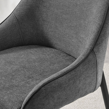 Leonardo Black Top Dining Table & 6 Beaumont Fabric Chairs