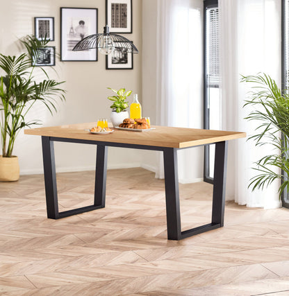 Cotswold Rectangular Oak and Black Wood Large 6 Seater Dining Table