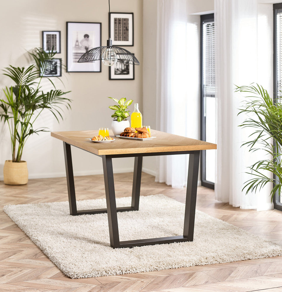 Cotswold Rectangular Oak and Black Wood Large 6 Seater Dining Table