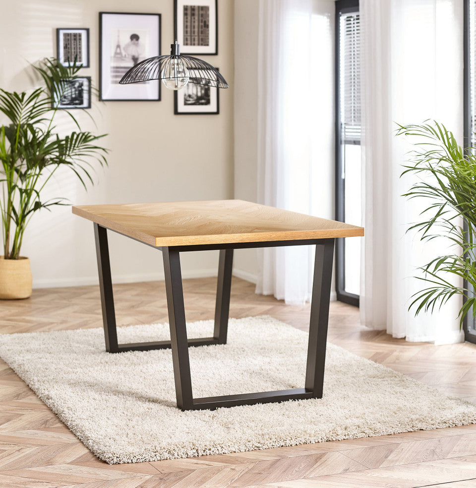 Cotswold Rectangular Oak and Black Wood Large 6 Seater Dining Table