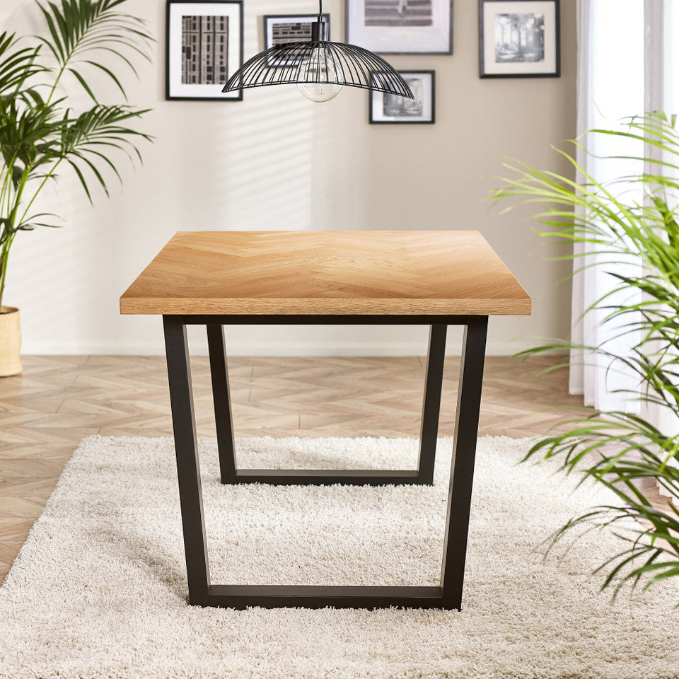 Cotswold Rectangular Oak and Black Wood Large 6 Seater Dining Table