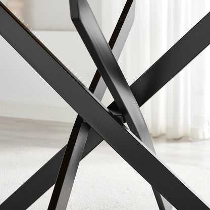 Novara Round Black Wood and Metal 6 Seater Dining Table