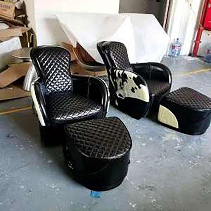 Timothy Oulton Saddle Chair And Footstool Cowhide Style