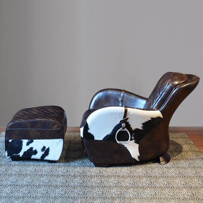 Timothy Oulton Saddle Chair And Footstool Cowhide Style