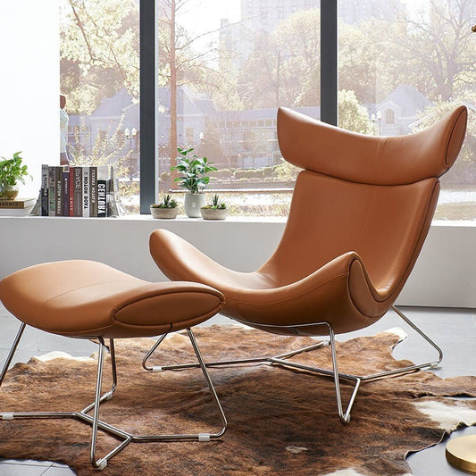 Imola Chair And Ottoman, Brown with Frame Base, Clearance