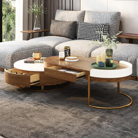 Ouezzane Nesting Coffee Table Set, With TV Stand, Oak