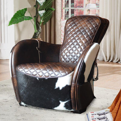 Timothy Oulton Saddle Chair And Footstool Cowhide Style