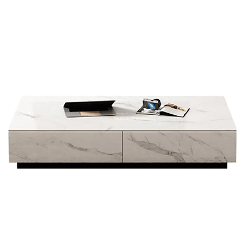Dionne Coffee Table, Sintered Stone, White Marble Effect