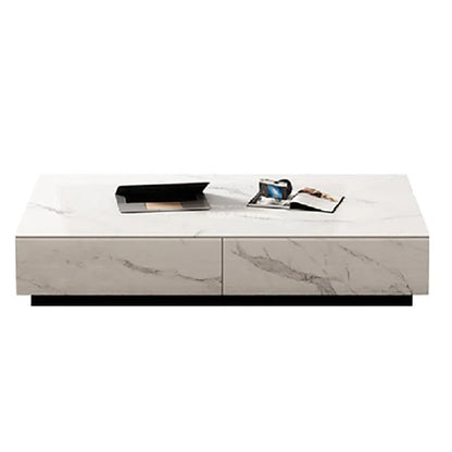 Dionne Coffee Table, Sintered Stone, White Marble Effect