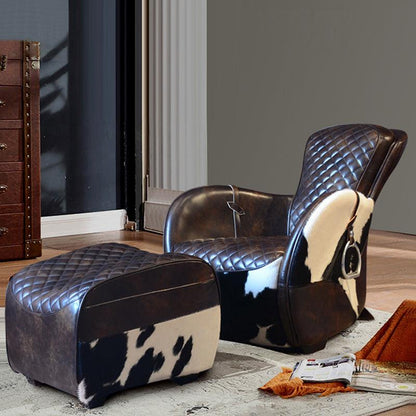 Timothy Oulton Saddle Chair And Footstool Cowhide Style